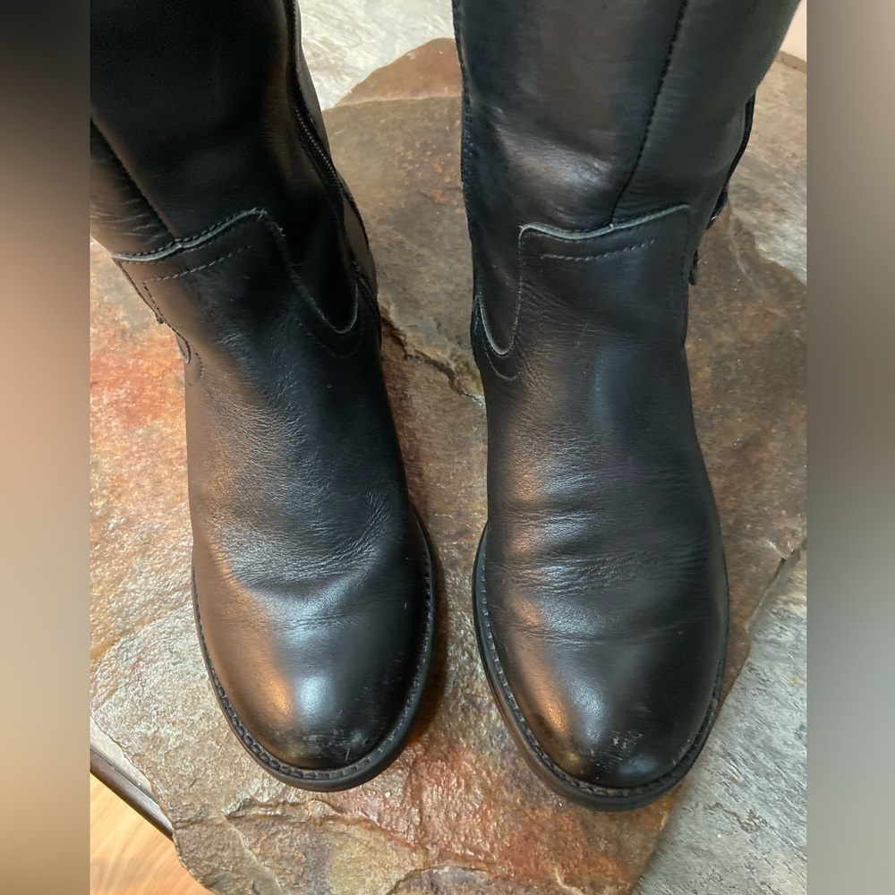 Bussola~Black Leather Riding Boots~Expandable Elastic @ Calf~Size 38-EUR/7.5-US - Picture 5 of 11